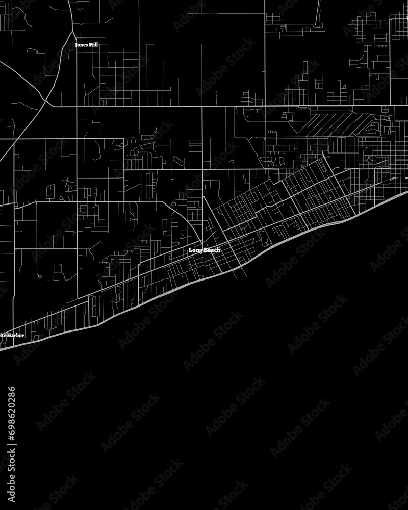 Long Beach Mississippi Map, Detailed Dark Map of Long Beach Mississippi