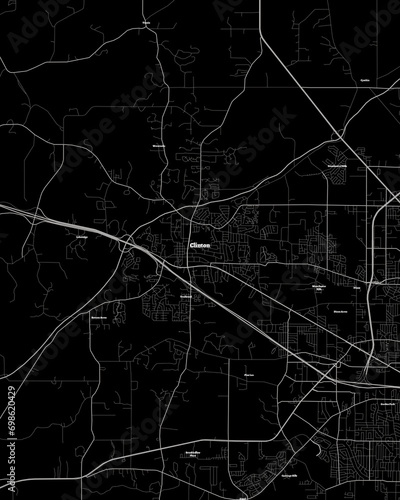 Clinton Mississippi Map, Detailed Dark Map of Clinton Mississippi photo
