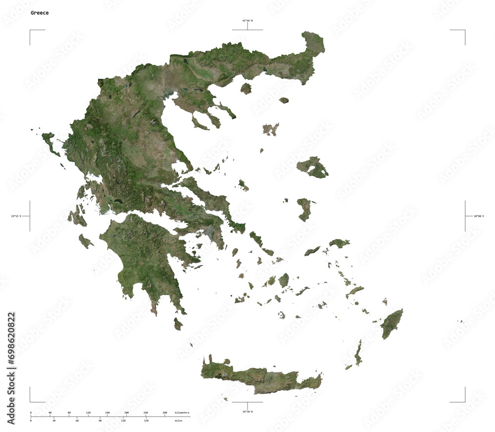 Obraz premium Greece shape isolated on white. High-res satellite map