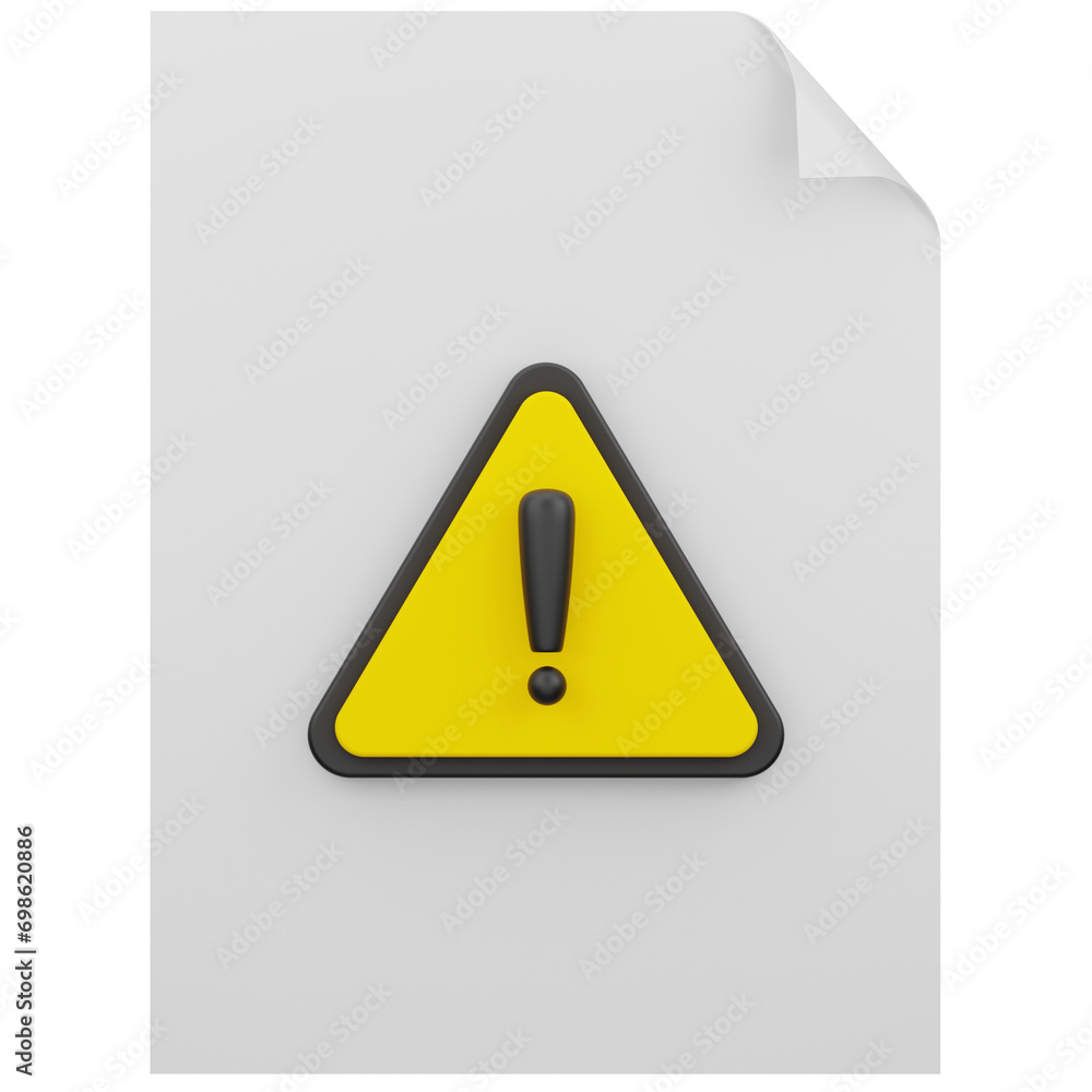 File Warning 3D Illustration File Warning 3D Illustration