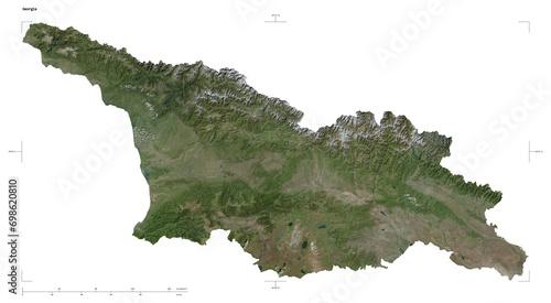 Georgia shape isolated on white. High-res satellite map