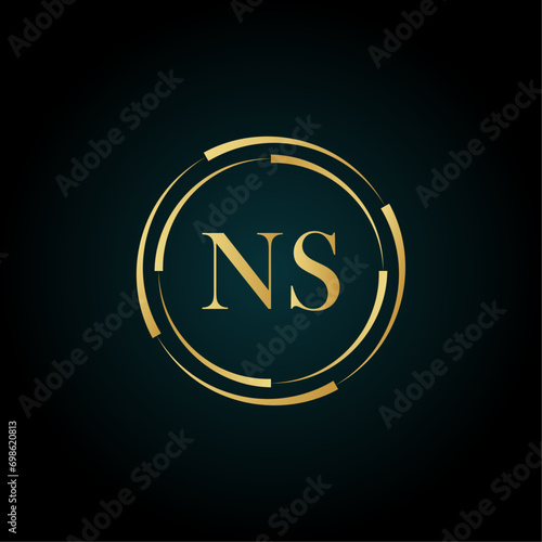 Royal Letter NS Logo Template. NS Luxury golden letter logo. NS letter logo design. NS creative golden latter logo design. Initial NS Letter. NS logo design template vector illustration