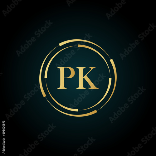 Royal Letter PK Logo Template. PK Luxury golden letter logo. PK letter logo design. PK creative golden latter logo design. Initial PK Letter. PK logo design template vector illustration