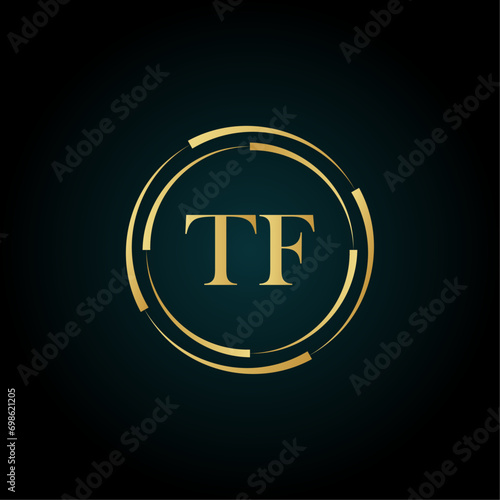 Royal Letter TF Logo Template. TF Luxury golden letter logo. TF letter logo design. TF creative golden latter logo design. Initial TF Letter. TF logo design template vector illustration