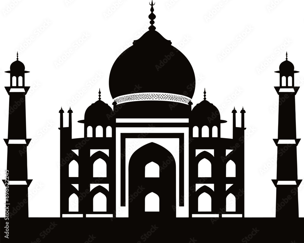 Mosque silhouette icon logo template, Mosque icon vector Illustration design template. AI generated illustration.