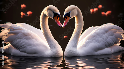 A pair of swans, Valentine's Day swans, Valentine's Day background