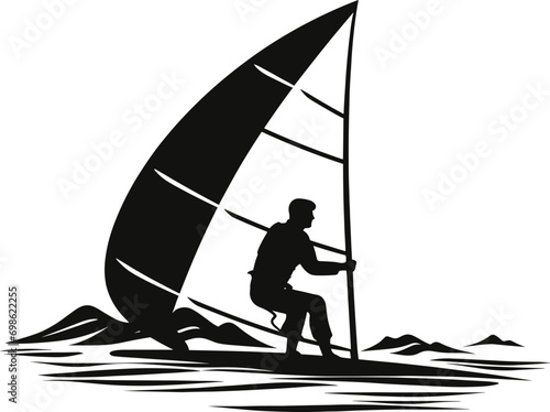 Logo with a frame of a windsurfer - windsurfing logo. AI generated illustration.