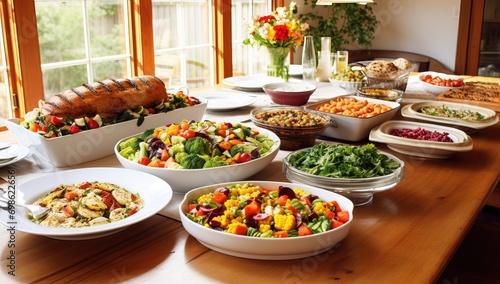 Variety of salads on the table. Healthy food.