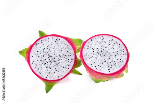 Dragon fruit sliced isolated on white background