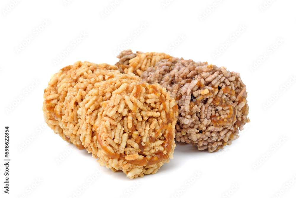Stack of rice cracker,Thai dessert, isolated on white background Stack of rice cracker,Thai dessert, isolated on white background