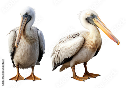 Set of Heron bird animal standing isolated on transparent of white background