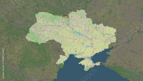 Ukraine before 2014 highlighted. Topographic Map © zelwanka