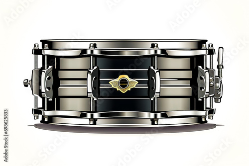 Realistic snare drum on white background isolated. photo