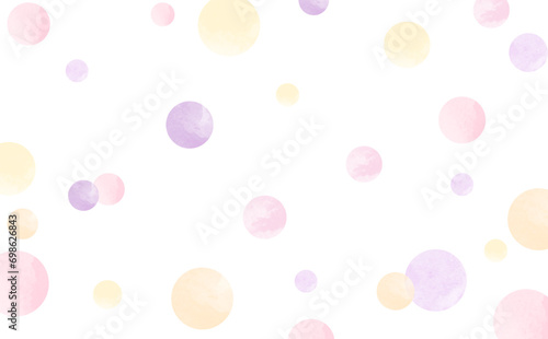 水玉の水彩風な可愛いパステルカラーのフレームイラスト