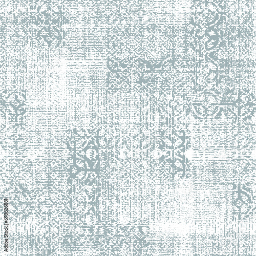 Grey french linen vector texture seamless pattern. Brush stroke grunge ornamental woven abstract background. Country farmhouse style textile. Irregular distressed marks all over print in gray blue.