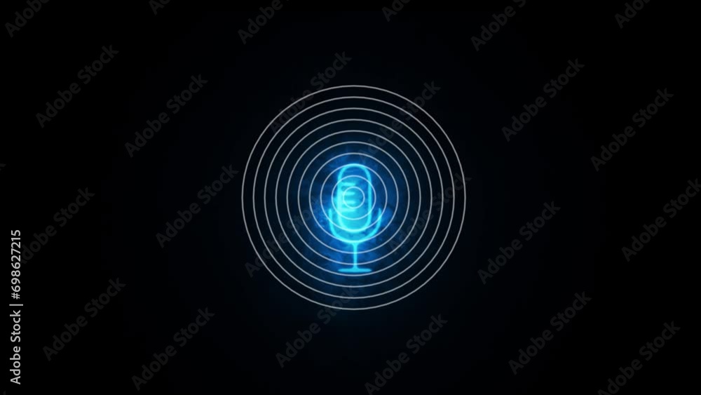 Technology waves and neon microphone. Vocal microphone on a psychedelic background. Technology waves and neon microphone. Vocal microphone on a psychedelic background.