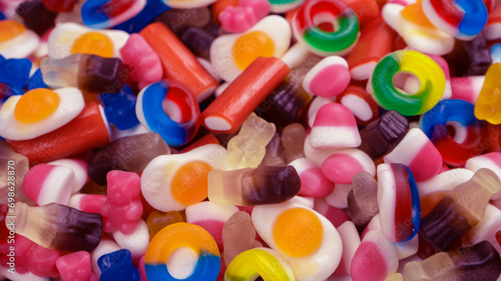 Tasty mix of jelly colorful candies. Tasty mix of jelly colorful candies.