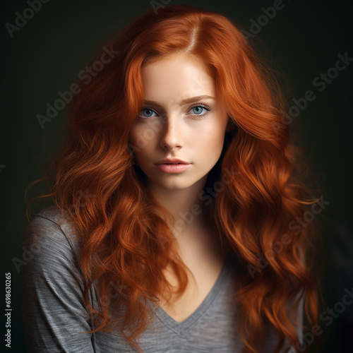 beautiful woman with red hair   Generative AI