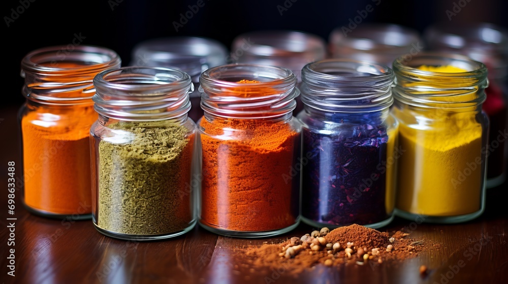 Exquisite and bright spices on the counter of an eastern market. Bright spice on a market in Asia. Exquisite and bright spices on the counter of an eastern market. Bright spice on a market in Asia.