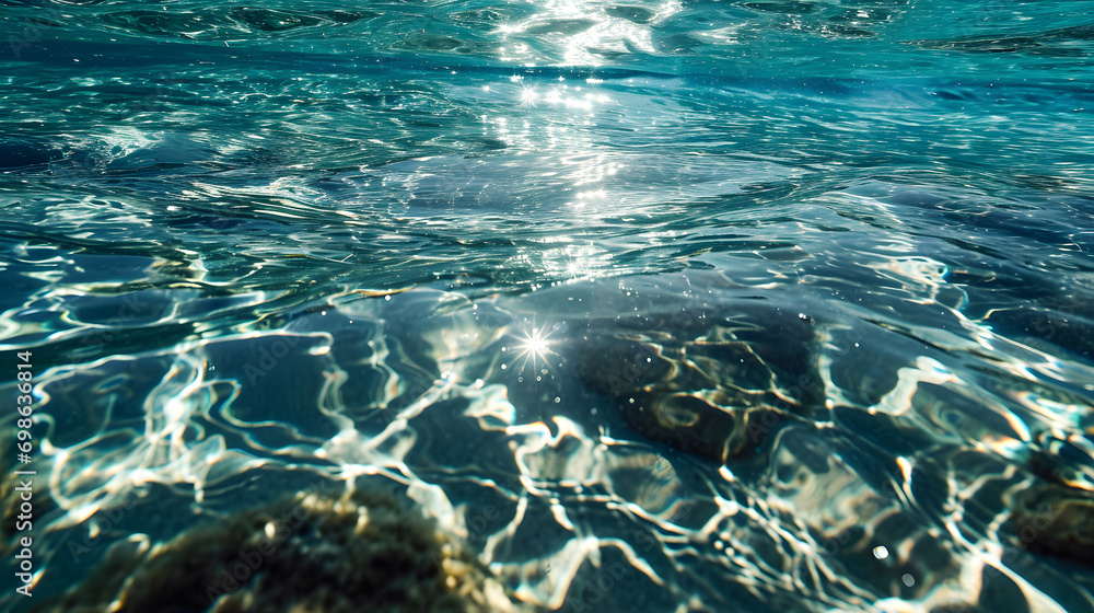 Fototapeta premium Underwater Sun Reflections - Generative Ai