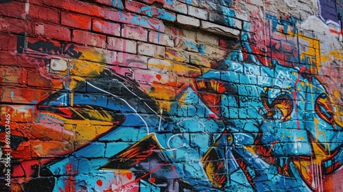 A vivid wall covered in colorful graffiti, showcasing artistic expression through spray paint on an urban canvas
