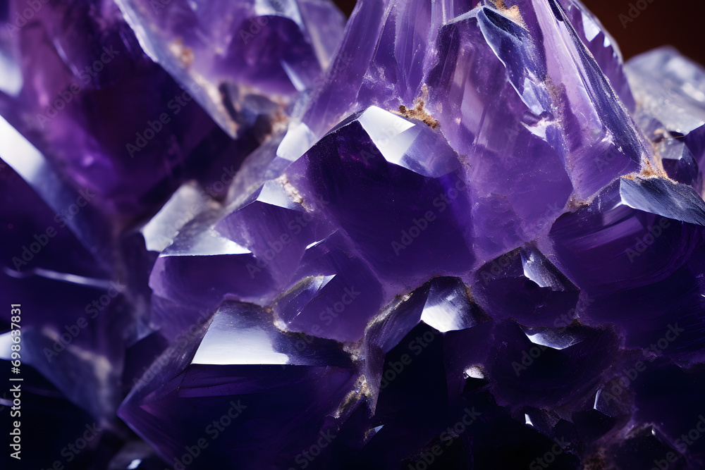 Macro shot of violet Amethyst quartz mineral crystal Macro shot of violet Amethyst quartz mineral crystal