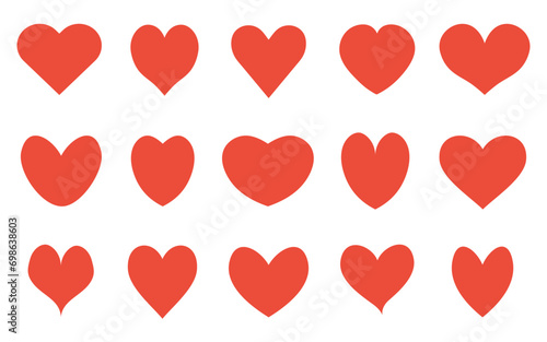 Cute red hearts set isolated on white background suitable for valentines day.