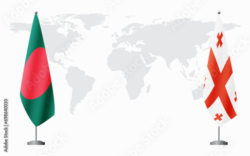 Bangladesh and Georgia flags for official meeting