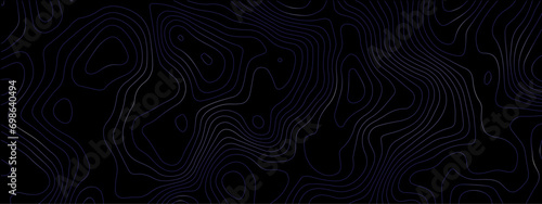 Luxury abstract Topographic line map. Modern design with black background with topographic wavy pattern design.
