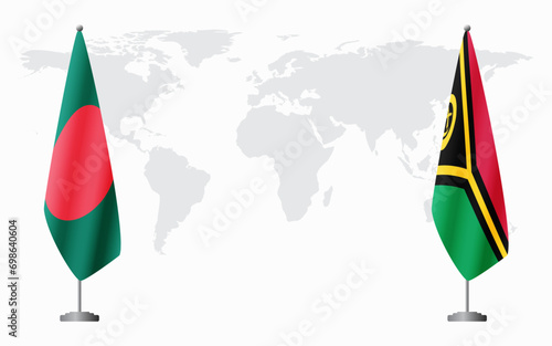 Bangladesh and Vanuatu flags for official meeting