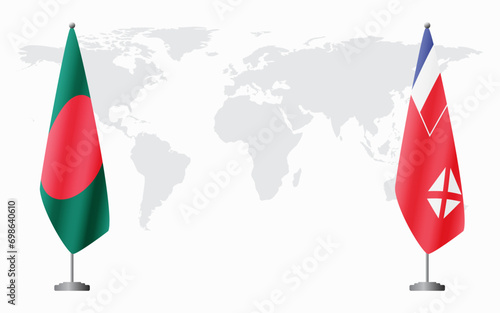 Bangladesh and Wallis and Futuna flags for official meeting