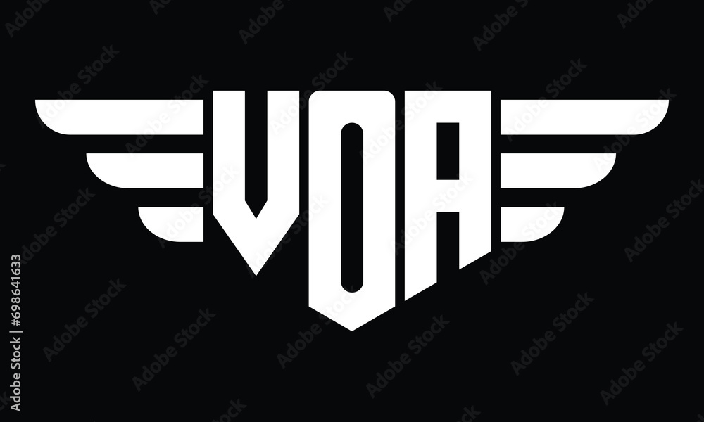 Vecteur Stock VOA three letter logo, creative wings shape logo design ...
