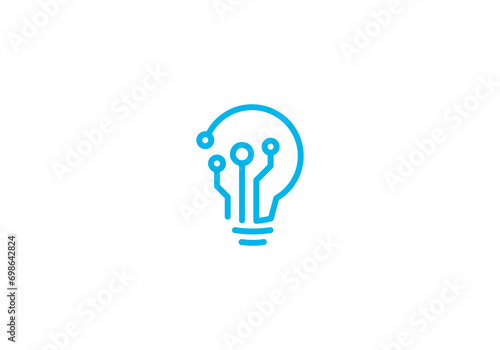 creative lamp tech logo design template