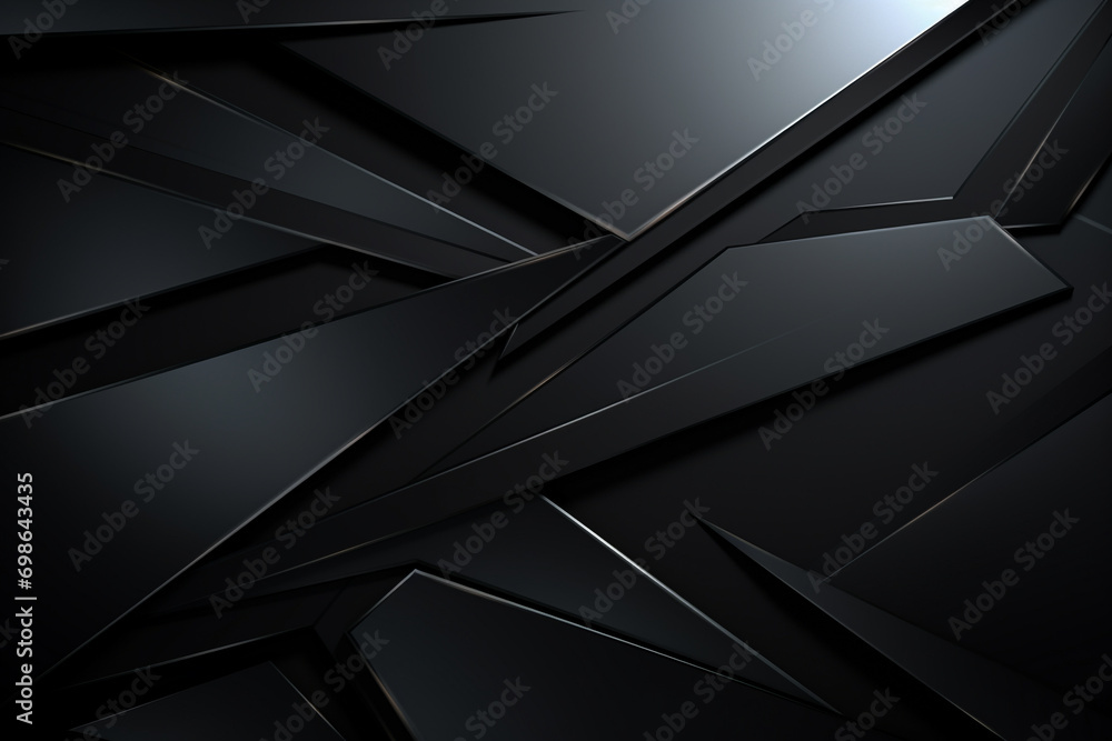 Graphic resources. Abstract and futuristic black background with copy space. Smooth and sharp dark blank objects surface - obrazy, fototapety, plakaty 