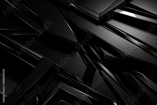 Graphic resources. Abstract and futuristic black background with copy space. Smooth and sharp dark blank objects surface