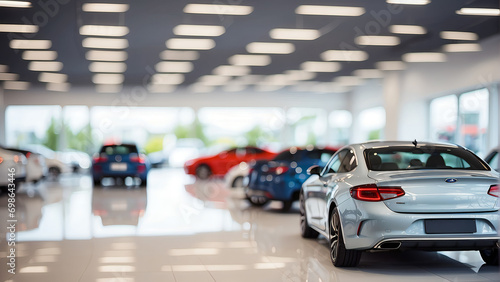 blurred image of the car dealer shop, Luxurious cars blurred image