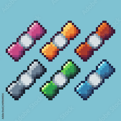 Pixel art sets of candy icon with variation color item asset. candy icon on pixelated style. 8bits perfect for game asset or design asset element for your game design asset
