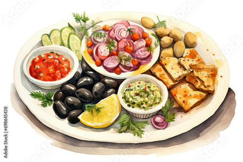 Delicious plate fresh healthy food sauce table salad background dinner meal background lunch cuisine