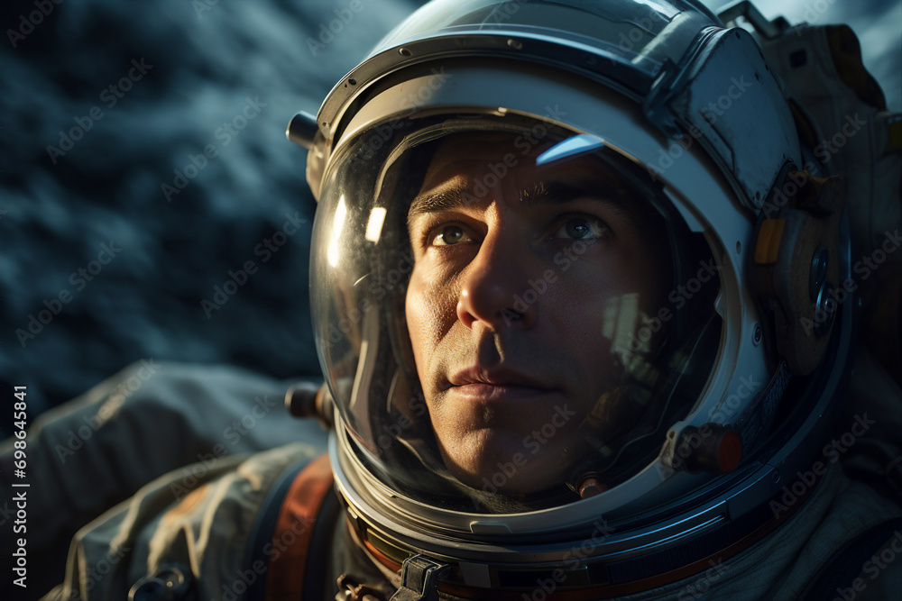 Generative AI picture of astronaut spaceman woman do space walk working space station in outer space futurism Generative AI picture of astronaut spaceman woman do space walk working space station in outer space futurism