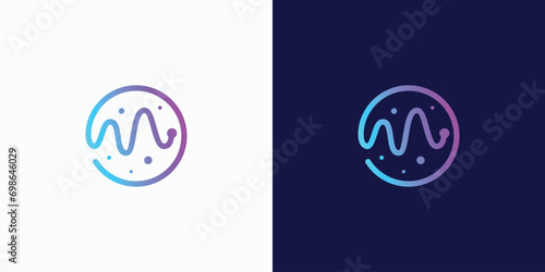 Wave letter M line logo design