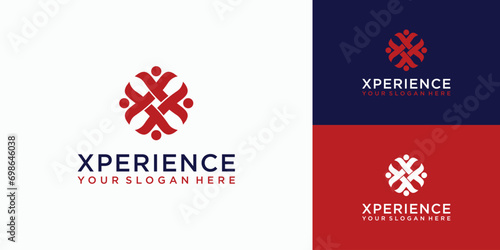 Letter X logo design of rotating person