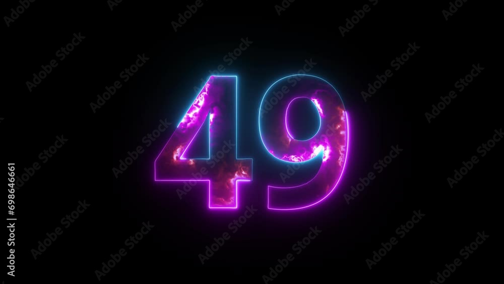 Neon number 49 with alpha channel, number forty nine Neon number 49 with alpha channel, number forty nine