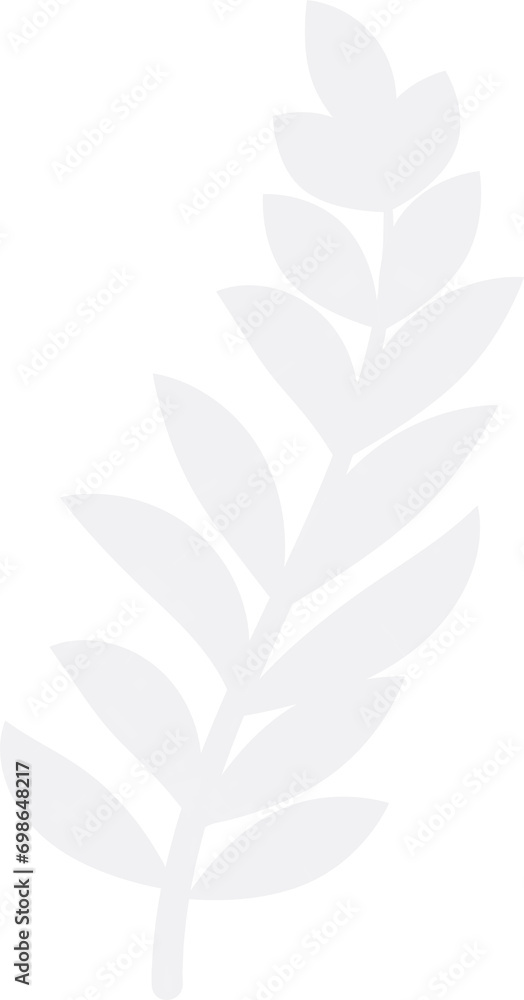 Beige, green, white tropical leaves in flat style, on transparent, png. Illustration. Green jungle,foliage. Floral beach