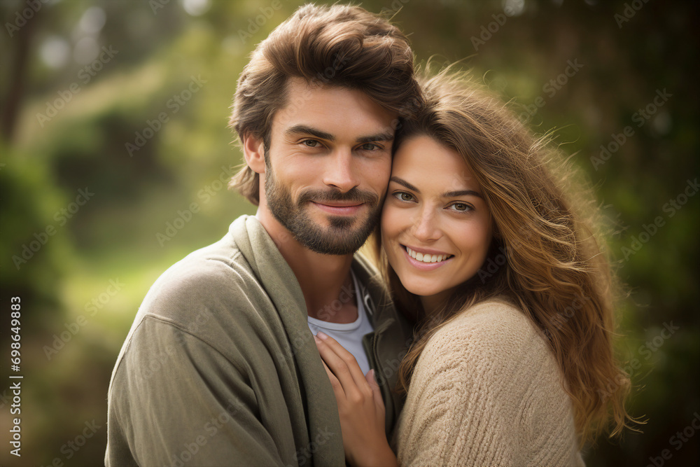 AI generated portrait image of happy married people enjoying romantic period
