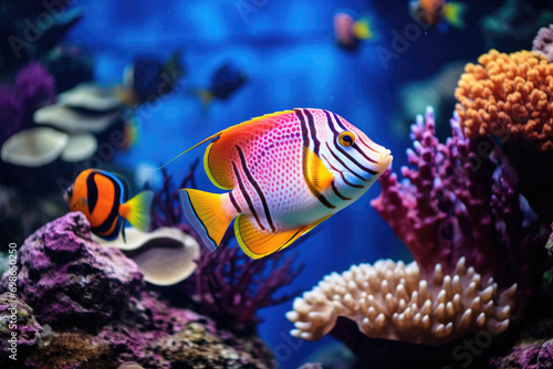 Close view of a colorful tropical fish