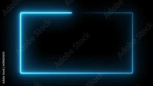 Abstract neon light rectangle frame and seamless loop pattern animation background  