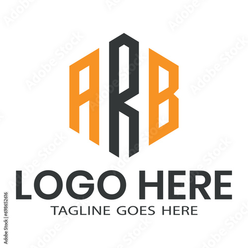 ARB, A R B letter logo design. Initial letter ARB linked poligon uppercase monogram logo. 