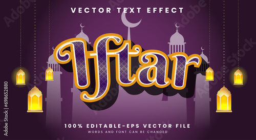 Iftar 3d text style Template with Islamic Background