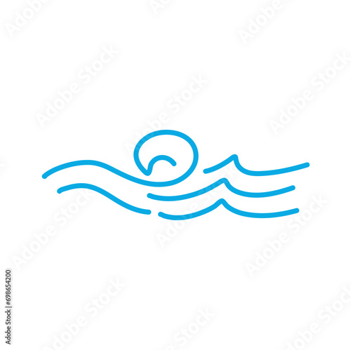 Water wave line. Flowing river water and sea wave mark.