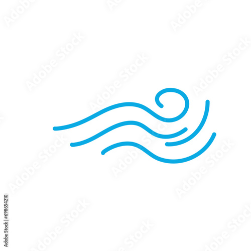 Water wave line. Flowing river water and sea wave mark.